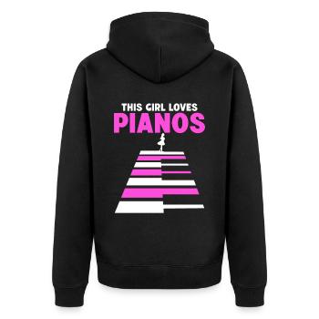 Cette fille aime le piano - Veste à capuche bio Premium Unisexe - noir - Dos - Nico (187cm)