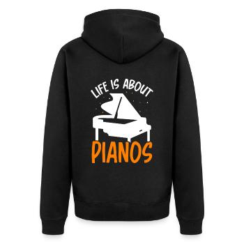 Im Leben Geht Es Um Klaviere Klavier Spieler - Unisex Premium Bio Zip Hoodie - Schwarz - Hinten - Nico (187cm)