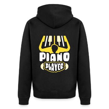 Klavierspieler Klavier Klaviermusiker - Unisex Premium Bio Zip Hoodie - Schwarz - Hinten - Nico (187cm)