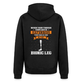 Artificial limb design for leg prosthesis - Unisex Premium Organic Zip Hoodie - black - Back - Nico (187cm)