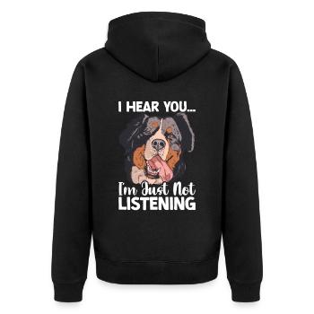Bernese - Unisex Premium Organic Zip Hoodie - black - Back - Nico (187cm)