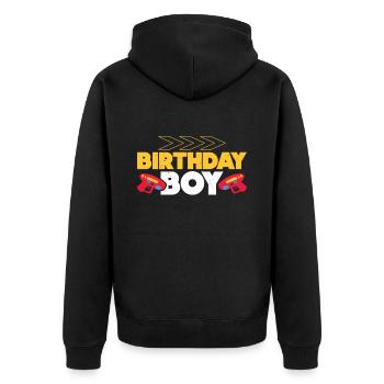 Birthday Children Laser Tag - Unisex Premium Organic Zip Hoodie - black - Back - Nico (187cm)