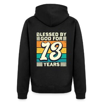 13 années de cadeaux d’anniversaire drôle de dicton - Veste à capuche bio Premium Unisexe - noir - Dos - Nico (187cm)