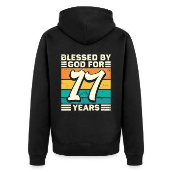 17 Geburtstag Geschenk Jahre Lustig Spruch - Unisex Premium Bio Zip Hoodie - Schwarz - Hinten - Nico (187cm)
