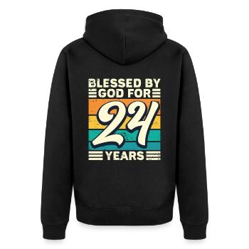 24 années de cadeaux d’anniversaire drôle de dicton - Veste à capuche bio Premium Unisexe - noir - Dos - Nico (187cm)
