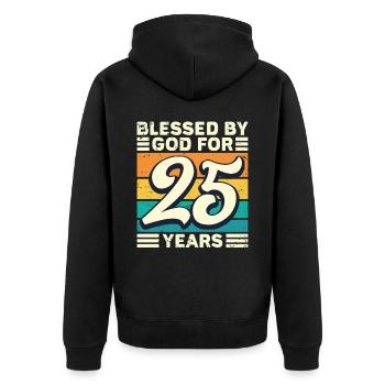 25 années de cadeaux d’anniversaire drôle de dicton - Veste à capuche bio Premium Unisexe - noir - Dos - Nico (187cm)