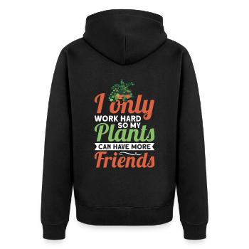 Funny plant saying for you a plant - Unisex Premium Organic Zip Hoodie - black - Back - Nico (187cm)