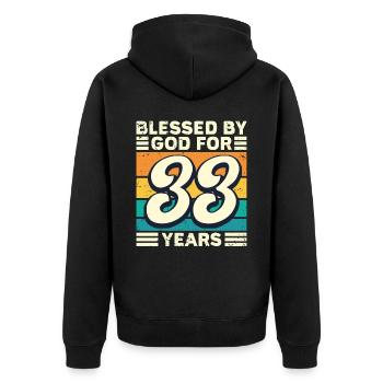 33 années de cadeaux d’anniversaire drôle de dicton - Veste à capuche bio Premium Unisexe - noir - Dos - Nico (187cm)