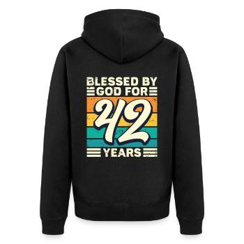 42 années de cadeaux d’anniversaire drôle de dicton - Veste à capuche bio Premium Unisexe - noir - Dos - Nico (187cm)