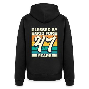 47 années de cadeaux d’anniversaire drôle de dicton - Veste à capuche bio Premium Unisexe - noir - Dos - Nico (187cm)