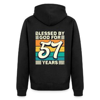 57 années de cadeaux d’anniversaire drôle de dicton - Veste à capuche bio Premium Unisexe - noir - Dos - Nico (187cm)