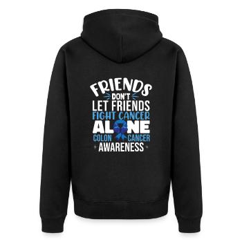 Colon Cancer Support - Unisex Premium Organic Zip Hoodie - black - Back - Nico (187cm)
