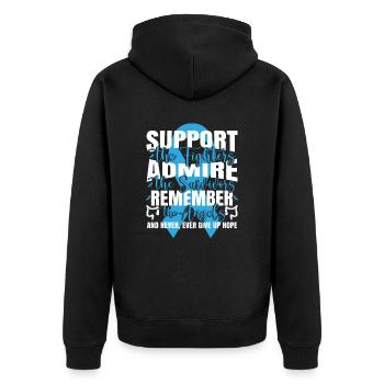 Darmkrebs Bewusstsein Darmkrebs Darmkrebs - Unisex Premium Bio Zip Hoodie - Schwarz - Hinten - Nico (187cm)