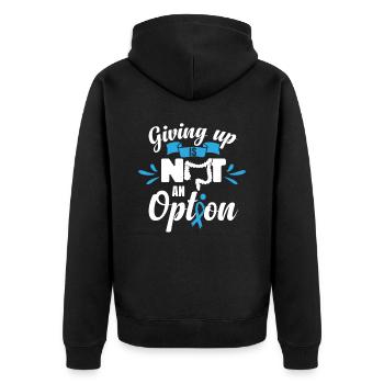 Aufgeben ist keine Option - Unisex Premium Bio Zip Hoodie - Schwarz - Hinten - Nico (187cm)