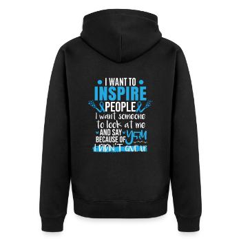 Blue Ribbon Schmetterling Darmkrebs - Unisex Premium Bio Zip Hoodie - Schwarz - Hinten - Nico (187cm)