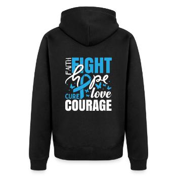 Colon Cancer Awareness - Unisex Premium Organic Zip Hoodie - black - Back - Nico (187cm)