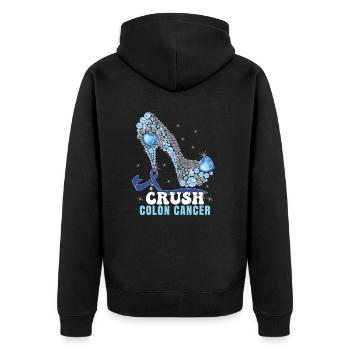 Frauen Darmkrebs Kämpfer - Unisex Premium Bio Zip Hoodie - Schwarz - Hinten - Nico (187cm)