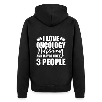 Krankenschwester Kornett - Unisex Premium Bio Zip Hoodie - Schwarz - Hinten - Nico (187cm)