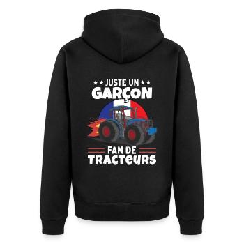 Fan De Tracteurs | Enfant | Tracteur - Veste à capuche bio Premium Unisexe - noir - Dos - Nico (187cm)