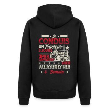 Tracteur Humour Fermier - Veste à capuche bio Premium Unisexe - noir - Dos - Nico (187cm)