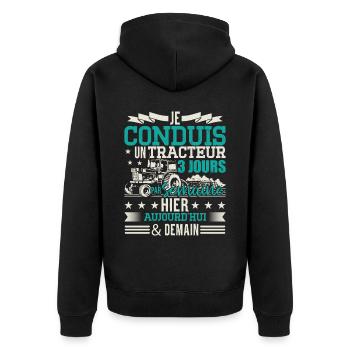 Fermier Agriculteur Humour Tracteur - Veste à capuche bio Premium Unisexe - noir - Dos - Nico (187cm)