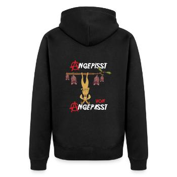 Angepisst von Angepasst Be Different Steinbock - Unisex Premium Bio Zip Hoodie - Schwarz - Hinten - Nico (187cm)