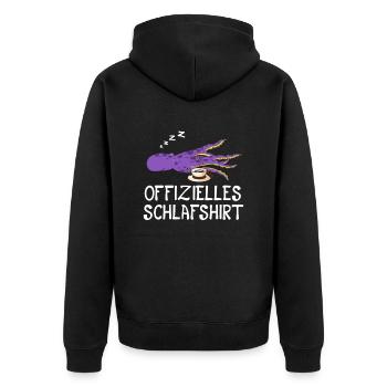 Offizielles Schlafshirt Krake Oktopus Tintenfisch - Unisex Premium Bio Zip Hoodie - Schwarz - Hinten - Nico (187cm)
