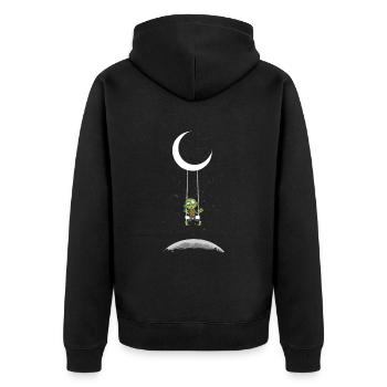 Zombie auf Mond Schaukel Halloween Kostüm - Unisex Premium Bio Zip Hoodie - Schwarz - Hinten - Nico (187cm)
