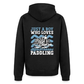Drachenboot Drachenbootrennen - Unisex Premium Bio Zip Hoodie - Schwarz - Hinten - Nico (187cm)