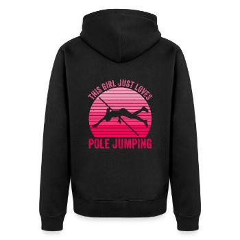 Stabhochspringer Mädchen Stabhochspringen - Unisex Premium Bio Zip Hoodie - Schwarz - Hinten - Nico (187cm)
