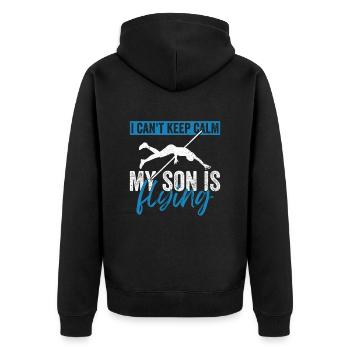 Stabhochspringer Mama Stabhochspringen - Unisex Premium Bio Zip Hoodie - Schwarz - Hinten - Nico (187cm)