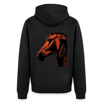 Pferd Tier Motiv - Unisex Premium Bio Zip Hoodie - Schwarz - Hinten - Nico (187cm)