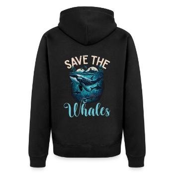 Killerwal Schwertwal Wale beobachten Orca Wal - Unisex Premium Bio Zip Hoodie - Schwarz - Hinten - Nico (187cm)
