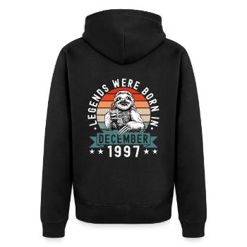Legends Were Born In December 1997 Sloth Sloth - Unisex Premium Organic Zip Hoodie - black - Back - Nico (187cm)
