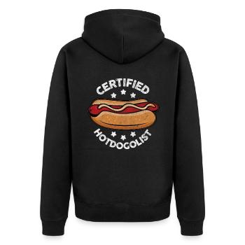 Cool Hot Dog Design for Men Women Boys Sausage - Unisex Premium Organic Zip Hoodie - black - Back - Nico (187cm)