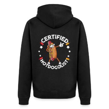 Cool Hot Dog Design pour hommes Femmes Garçons Saucisse - Veste à capuche bio Premium Unisexe - noir - Dos - Nico (187cm)