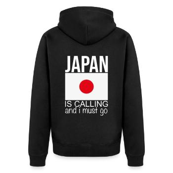 Japan Quote - Unisex Premium Organic Zip Hoodie - black - Back - Nico (187cm)