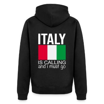 Italy Saying - Unisex Premium Organic Zip Hoodie - black - Back - Nico (187cm)