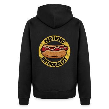 Cool Hot Dog Design pour hommes Femmes Garçons Saucisse - Veste à capuche bio Premium Unisexe - noir - Dos - Nico (187cm)