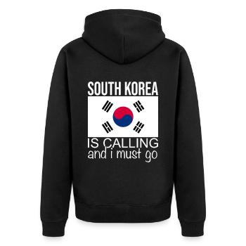 Citation Corée du Sud - Veste à capuche bio Premium Unisexe - noir - Dos - Nico (187cm)