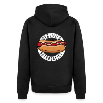 Cool Hot Dog Design pour hommes Femmes Garçons Saucisse - Veste à capuche bio Premium Unisexe - noir - Dos - Nico (187cm)