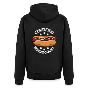 Cool hot dog design for men, women, boys - Unisex Premium Organic Zip Hoodie - black - Back - Nico (187cm)