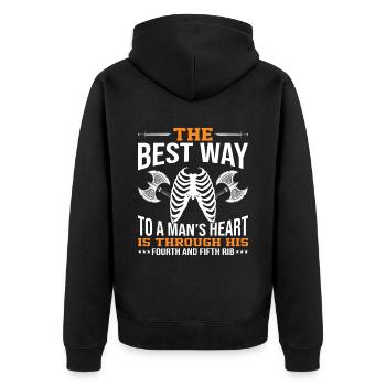 Odin Wikinger Valhalla Vikinger Hammer Thor Odin - Unisex Premium Bio Zip Hoodie - Schwarz - Hinten - Nico (187cm)