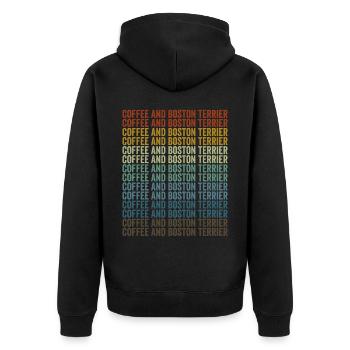 Kaffee und Boston Terrier Boston Terrier - Unisex Premium Bio Zip Hoodie - Schwarz - Hinten - Nico (187cm)