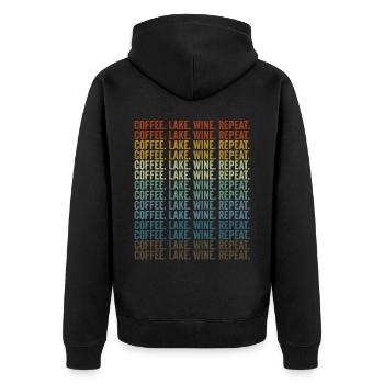 Café. Lac. Vin. Réessayez. Buveurs de vin - Veste à capuche bio Premium Unisexe - noir - Dos - Nico (187cm)