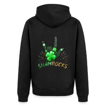 Trèfle trèfle Sham Rocks Signe De Cornes St - Veste à capuche bio Premium Unisexe - noir - Dos - Nico (187cm)