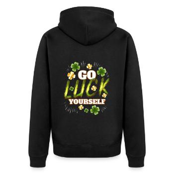 Shamrock Allez vous porter chance le jour de la Saint-Patrick - Veste à capuche bio Premium Unisexe - noir - Dos - Nico (187cm)