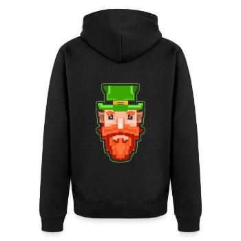 Vintage Pixel 90s Leprechaun For St Patricks Day - Unisex Premium Bio Zip Hoodie - Schwarz - Hinten - Nico (187cm)