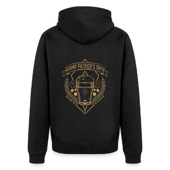 Vintage Label, Pint of Beer Ale Shamrocks St - Unisex Premium Bio Zip Hoodie - Schwarz - Hinten - Nico (187cm)