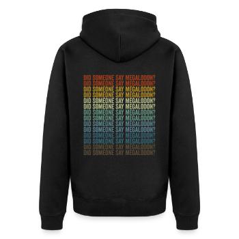 Hat jemand Megalodon gesagt? Megalodon-Hai - Unisex Premium Bio Zip Hoodie - Schwarz - Hinten - Nico (187cm)